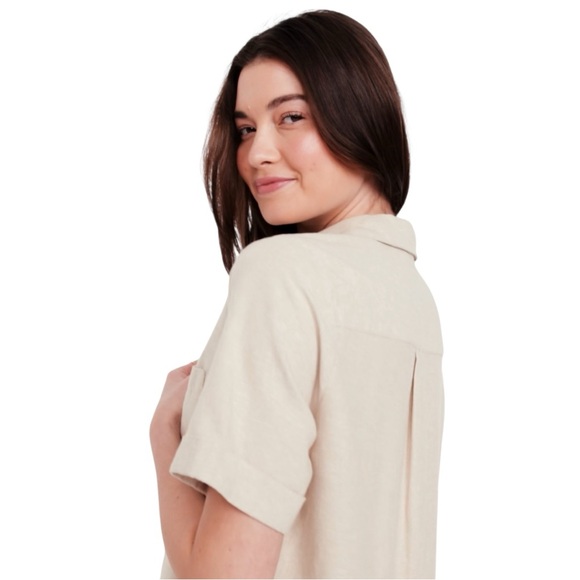 NWT Old Navy Linen Blend Button Front Shirt Dress Neutral Large Tall - Picture 6 of 13